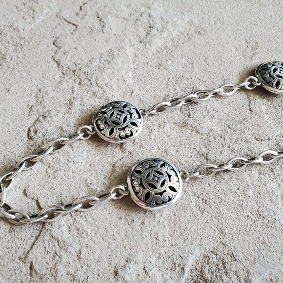 Vintage Bundle of 2 Brighton Silver Long Layering Station Necklaces - Picture 2 of 14